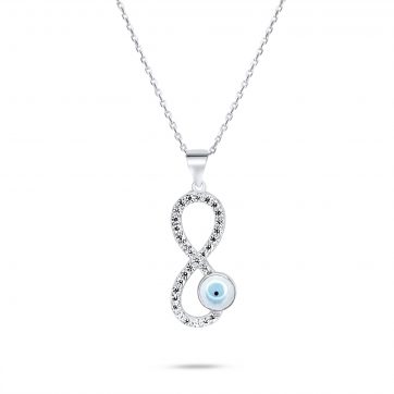 petsios Eye pendant necklace with mother of pearl and zircon stones