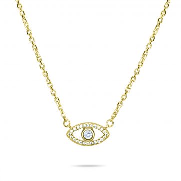 petsios Κολιέ μάτι με πέτρες ζιργκόν επίχρυσο
