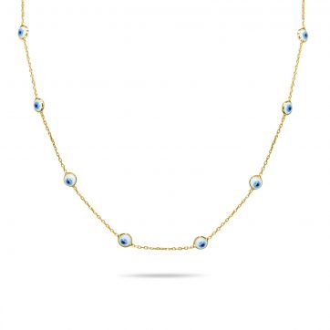 petsios Κολιέ μάτια με φίλντισι επίχρυσο