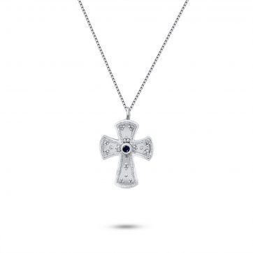 petsios Σταυρός με ζαφείρι πέτρα