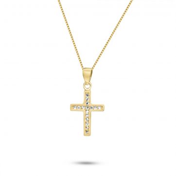 petsios Σταυρός επίχρυσος με ζιργκόν πέτρες