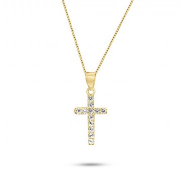 petsios Σταυρός επίχρυσος με ζιργκόν πέτρες