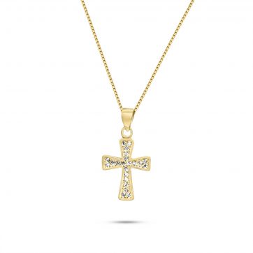 petsios Σταυρός επίχρυσος με ζιργκόν πέτρες