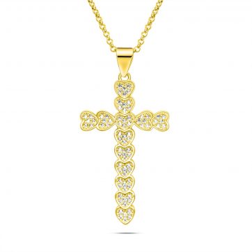 petsios Σταυρός επίχρυσος με ζιργκόν πέτρες