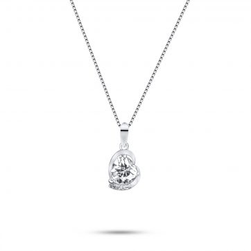 petsios Κολιέ καρδιά με ζιργκόν πέτρες