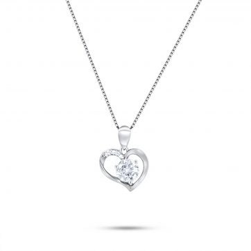 petsios Κολιέ καρδιά με ζιργκόν πέτρες