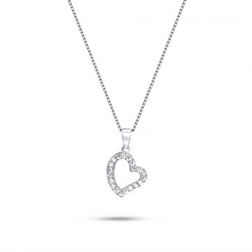 petsios Κολιέ καρδιά με ζιργκόν πέτρες