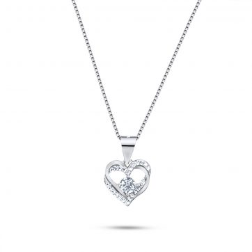 petsios Κολιέ καρδιά με ζιργκόν πέτρες