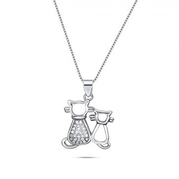 petsios Κολιέ γάτες με πέτρες ζιργκόν