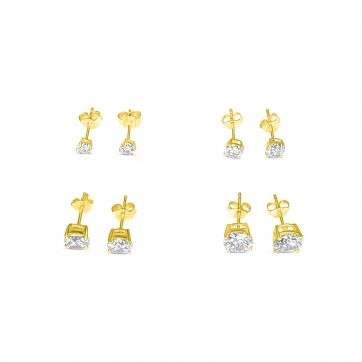 petsios Σκουλαρίκια καρφωτά με πέτρα ζιργκόν επίχρυσα