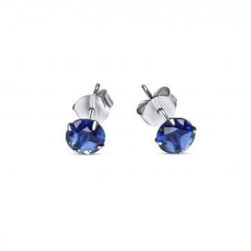 petsios Σκουλαρίκια καρφωτά με πέτρα ζαφείρι