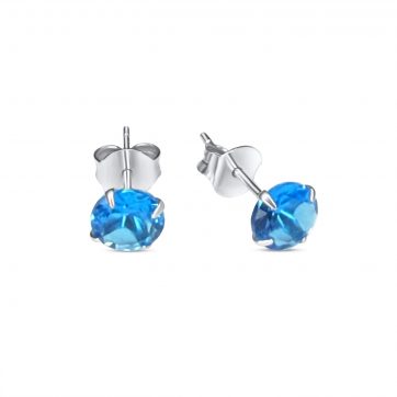 petsios Σκουλαρίκια καρφωτά με πέτρα άκουα μαρίν