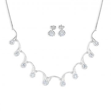 petsios Σετ κολιέ και σκουλαρίκια καρφωτά με πέτρες ζιργκόν