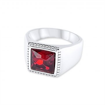 petsios Steel ring with red stone