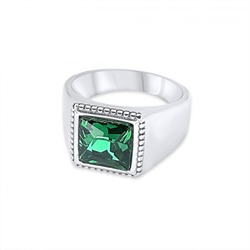 petsios Steel ring with green stone