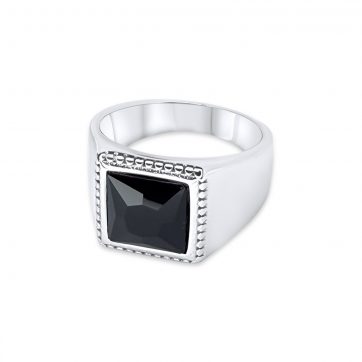 petsios Steel ring with black stone