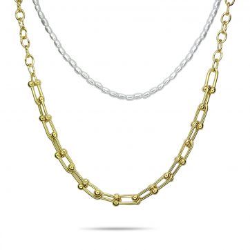 petsios Double gold plated steel necklace 