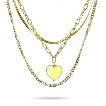 petsios Triple gold plated steel necklace 