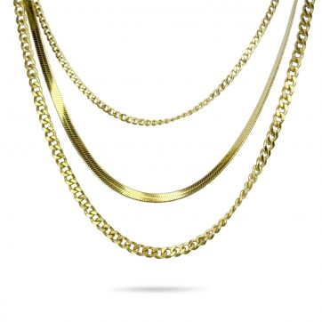petsios Triple gold plated steel necklace 