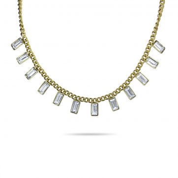 petsios Κολιέ επίχρυσο ατσάλι με κρεμαστές πέτρες