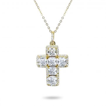 petsios Gold plated steel cross necklace