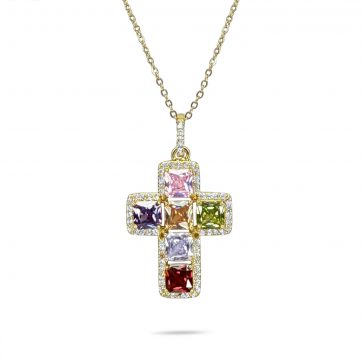 petsios Gold plated steel cross necklace