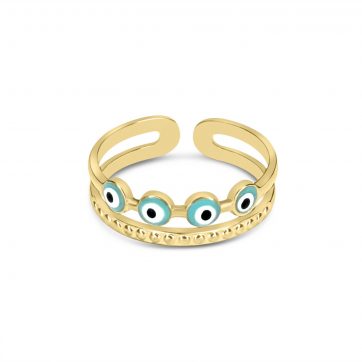 petsios Gold plated steel eye ring