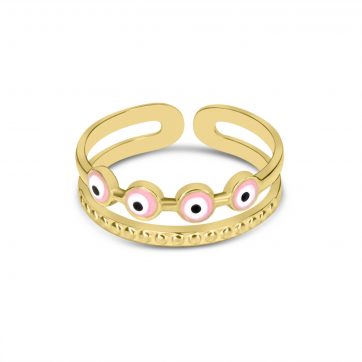 petsios Gold plated steel eye ring