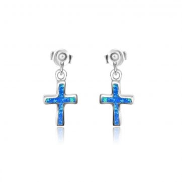 petsios Stud cross opal earrings 