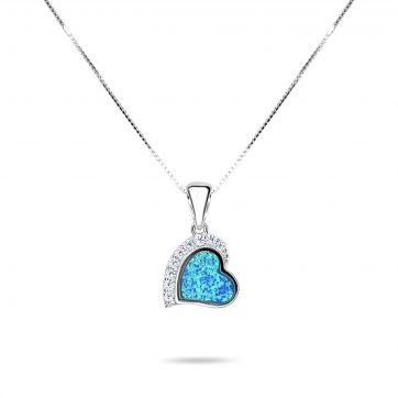 petsios Opal heart pendant with zircon stones