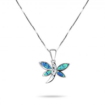 petsios Opal butterfly pendant with zircon stones