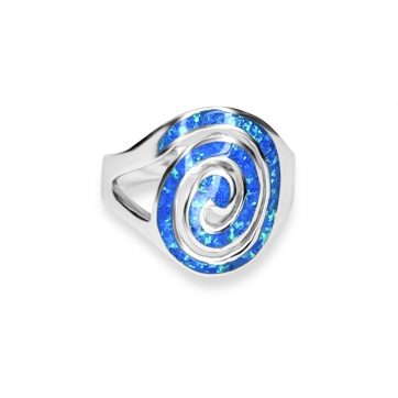 petsios Silver spiral ring with opal stones