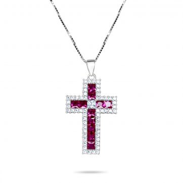 petsios Cross necklace with zircon stones