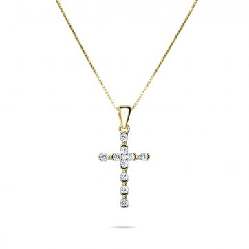 petsios Gold plated cross necklace with zircon stones