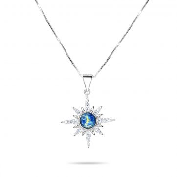 petsios Star necklace with moonstone and zircon stones