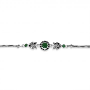 petsios Bracelet with marcasites and emerald stones