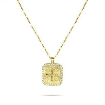 petsios Gold plated constantine necklace with zircon stones