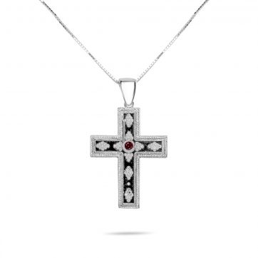petsios Cross necklace with ruby stone