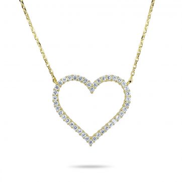 petsios Gold plated heart necklace with zircon stones 