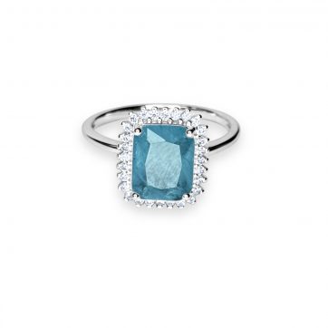 petsios Ring with aquamarine and zircon stones