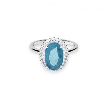 petsios Ring with aquamarine and zircon stones