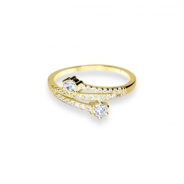 petsios Gold plated ring with zircon stones