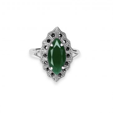 petsios Ring with emerald stone and marcasites