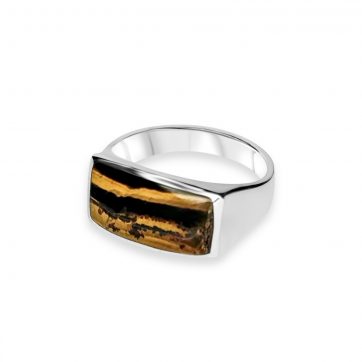 petsios Silver ring with eye of the tiger stone