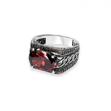 petsios Silver ring with zircon stone