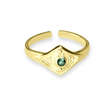 petsios Gold plated ring with emerald stone