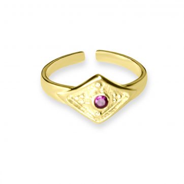 petsios Gold plated ring with ruby stone