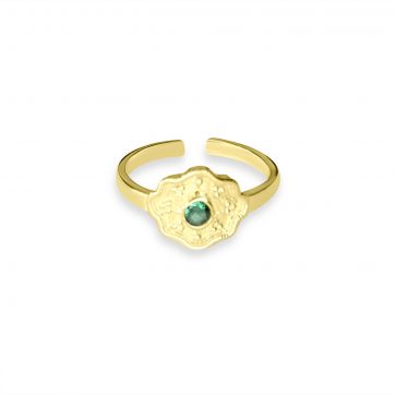 petsios Gold plated ring with emerald stone