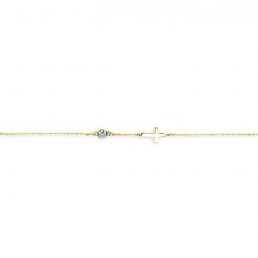petsios Gold plated cross bracelet with zircon stones