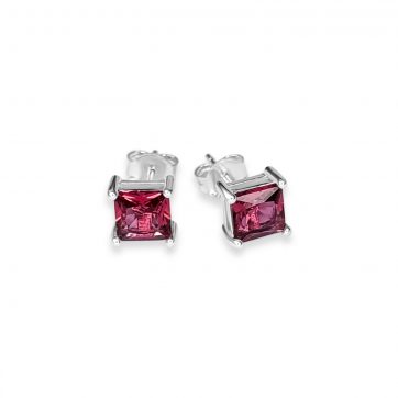 petsios Silver stud earrings with ruby stone
